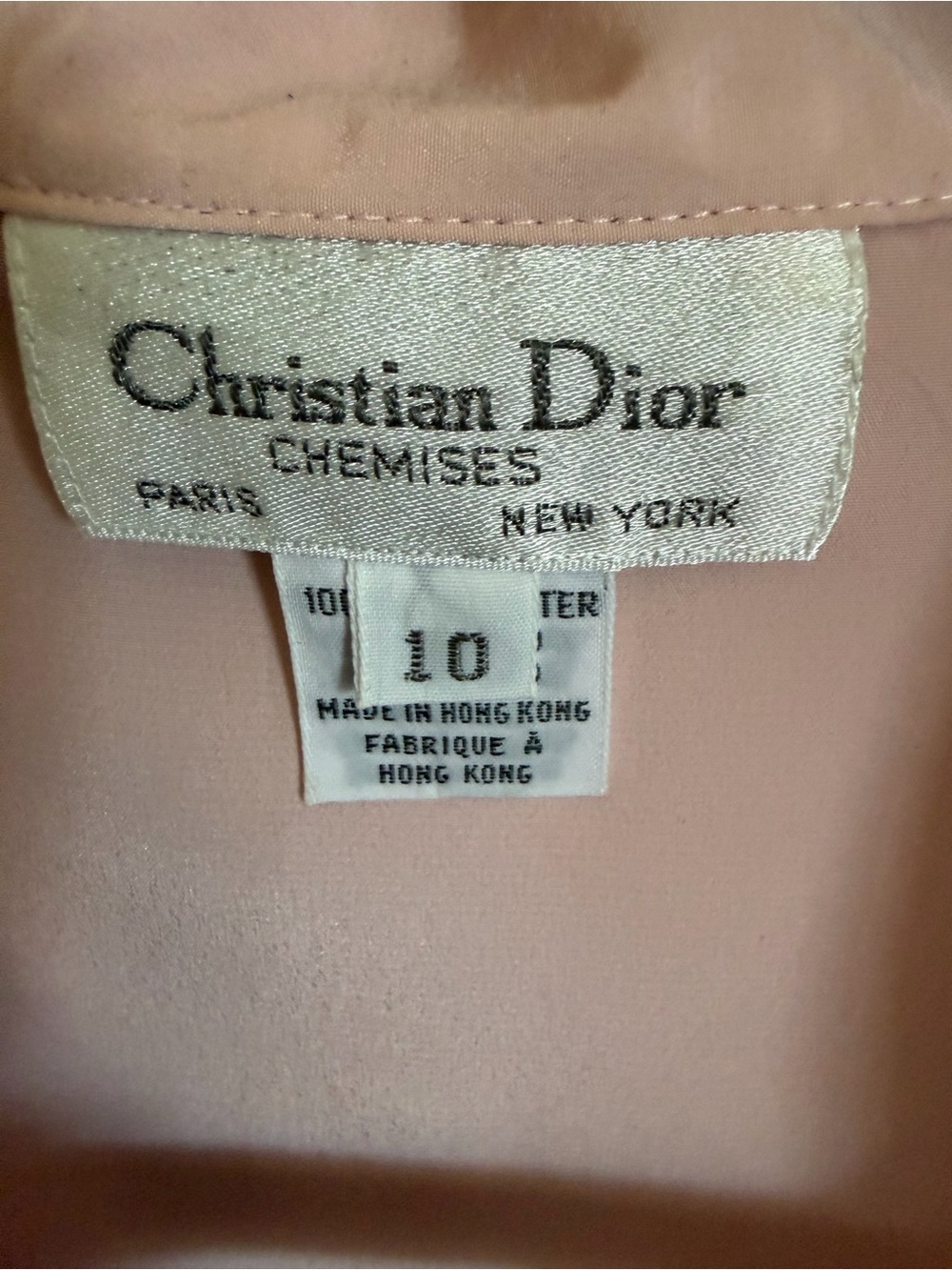 Vintage Christian Dior Chemises Blush Pink Button Front Blouse Size 10 - Picture 5 of 6